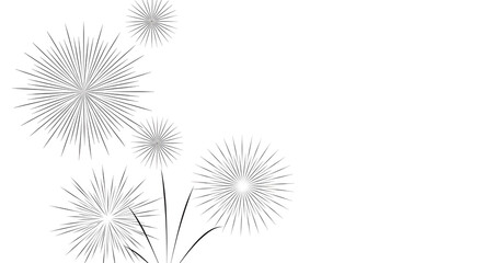 Minimalistic abstract floral design with starburst patterns on white background