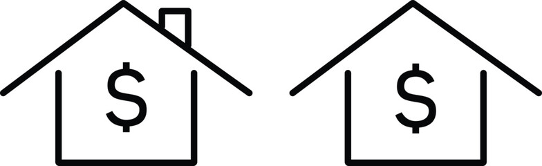 house with dollar icon. Real estate finance symbols. Property investment graphic design. Property Investment Icons. Home finance and valuation signs