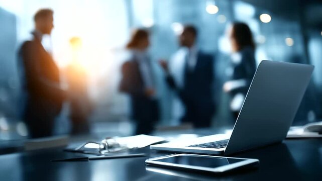 Group of faceless business people working in modern office defocused collaborative workspace background professional teamwork environment contemporary office atmosphere