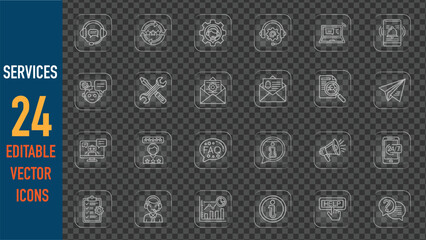 Services Vector Icons Set, Editable Line Symbols Collection