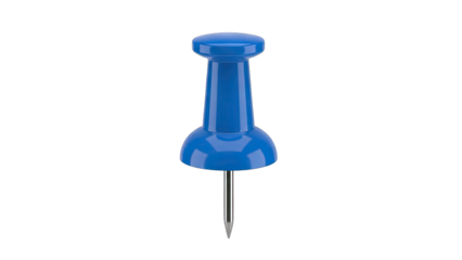 Blue Push Pin Isolated on White Background