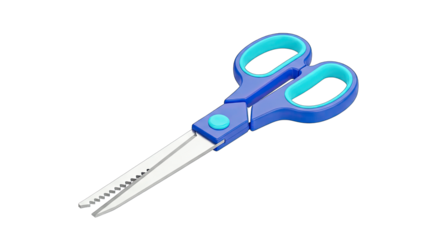 Blue Scissors on White Background