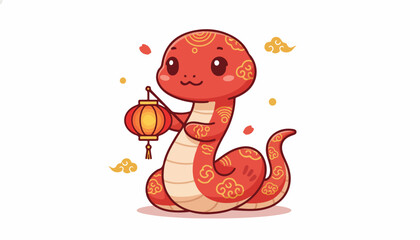 Lucky Snake Holding Lunar Lantern