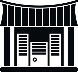 Traditional asian house building silhouette icon on a white background, representing culture and architecture