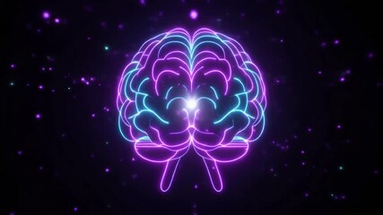 Vibrant neon glowing brain illustration symbolizing digital intelligence, artificial learning, and the interconnected processes of advanced futuristic technology concepts - Powered by Adobe
