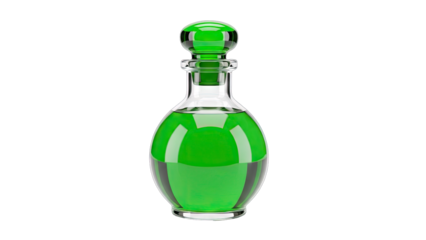 Green Potion Bottle Isolated on White Background