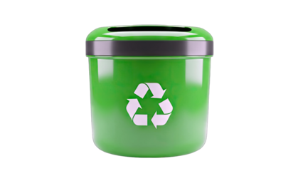 Green Recycling Bin Isolated on White Background