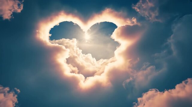 Forming heart gap as sunlight brightening and cloud edges receding in high sky, with rimmed clouds