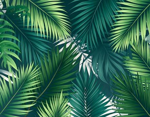 Obraz premium Tropical foliage pattern. Lush green leaves