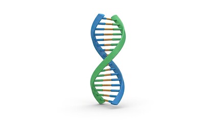 Struktur spiral DNA molekul genetik 3D pada latar belakang putih