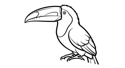 Fototapeta premium White outline of a toucan bird on black background