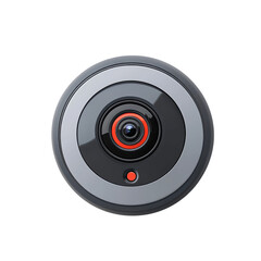 Black Security Camera with Red Accents Isolated on White