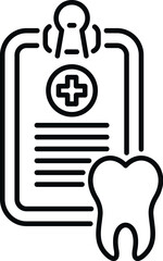 Dental records and a human tooth creating an icon for healthy oral care