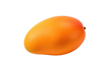 A single ripe mango with vibrant orange and red colors