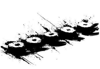 Obraz premium hand painted japanese sushi selection using expressive black brush strokes and ink texture