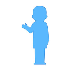 Blue Silhouette Healthcare Worker Icon with Outline – Guidance Pose Illustration