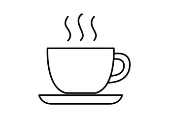 Icono de taza de café humeante en contorno