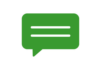 Burbuja de diálogo verde con líneas blancas en fondo blanco