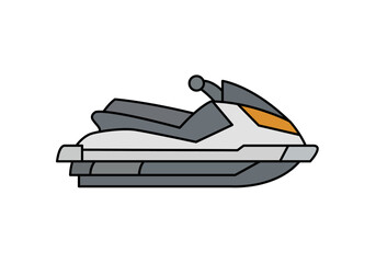 Moto acuática gris y blanca con detalles naranjas