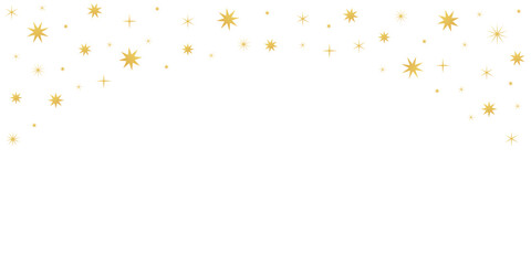 Cute scattered stars forming a frame, isolated on a transparent background. Copy space. Place for text. Perfect for Christmas designs, Xmas celebrations, or New Year festive projects. PNG. Vector