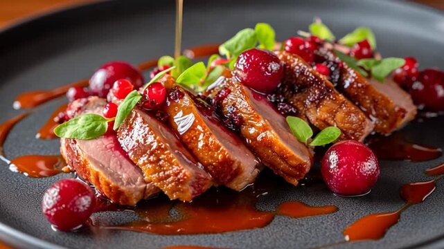 roasted duck breast with berry sauce