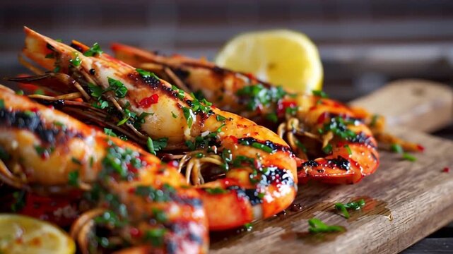 grilled prawns with garlic and chili