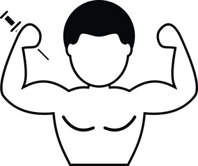 Muscular man with a syringe in arm, representing doping and steroid use