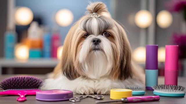 shih tzu with topknot