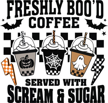 Freshly bood coffee served with scream sugar halloween drinks