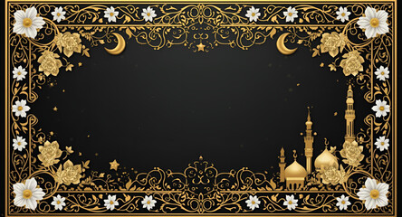 Obraz premium vintage frame with floral ornament