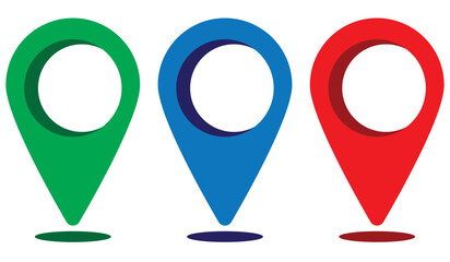 Map location pin icon set. GPS pointer, marker for destination, position, and navigation. Vector symbol collection isolated on transparent background for web and app design.