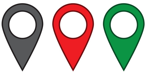 Map location pin icon set. GPS pointer, marker for destination, position, and navigation. Vector symbol collection isolated on transparent background for web and app design.