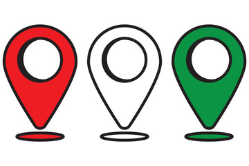 Map location pin icon set. GPS pointer, marker for destination, position, and navigation. Vector symbol collection isolated on transparent background for web and app design.