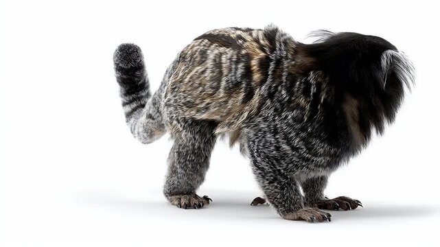 Charming marmoset monkey in various poses on a white background. Adorable primate.