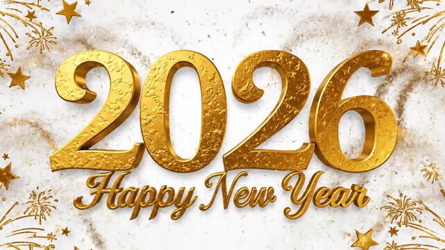 Golden 2026 happy new year celebration festive fireworks abstract