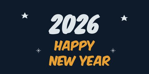 Obraz premium New Year Poster 2026 with Stars on Navy Background