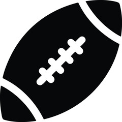 rugby ball icon Black silhouette vector illustration on transparent background