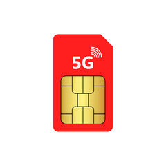5G sim card icon vector graphics 