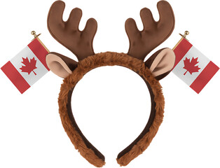 Canadian Moose Antler Headband with Flags Festive Party Accessory 
