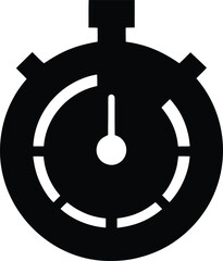 stop watch icon Black silhouette vector illustration on transparent background