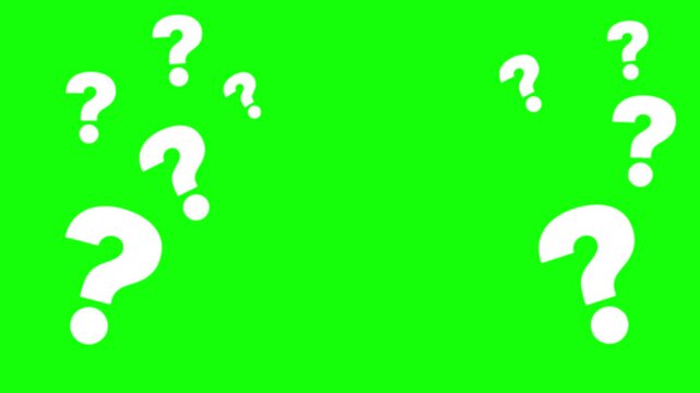Pop up animated video of the question symbol with a green screen background. 4K Video 60FPS