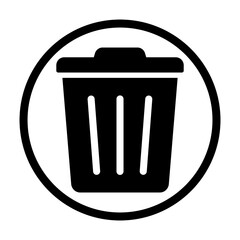 Black Trash Can Bin Icon PNG. Waste Container, Garbage Bin, Rubbish Disposal Symbol, Clean Up and Recycling Waste Management Illustration