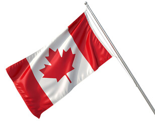 Waving canadian flag isolated on transparent background, a symbol of canada and its national identity 
