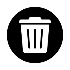 Black Trash Can Bin Icon PNG. Waste Container, Garbage Bin, Rubbish Disposal Symbol, Clean Up and Recycling Waste Management Illustration