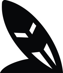 surfboard icon Black silhouette vector illustration on transparent background