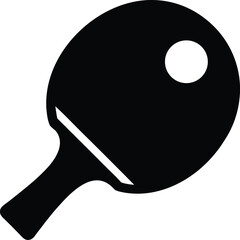 table tennis paddle icon Black silhouette vector illustration on transparent background