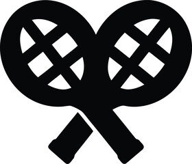 tennis racket icon Black silhouette vector illustration on transparent background