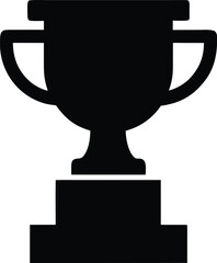 trophy cup icon Black silhouette vector illustration on transparent background