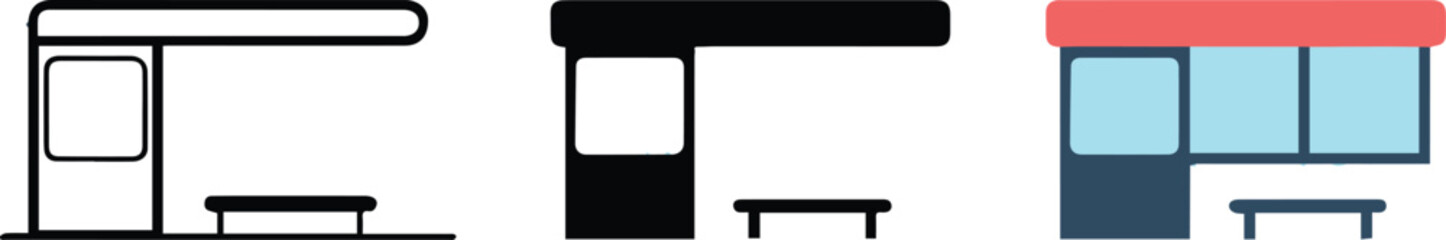 storefront ui icon set black white and colored shop illustration