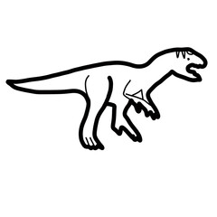 Allosaurus Dinosaur animal history natural organic line hand drawn 
